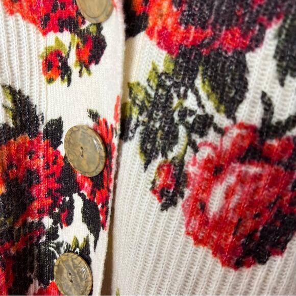 Anthropologie Miss Rosie Sweater Sleeping on Snow Rose Floral Cardigan Small - Picture 4 of 4